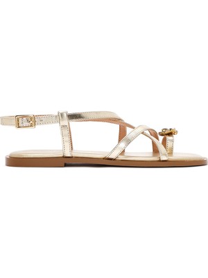 Derimod Kadın Altın Parmak Arası Metalik Sandalet 26SFD440732