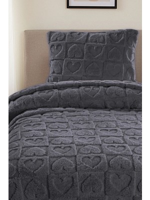 Noctiluca Amora Kalp Desen Wellsoft Tek Kişilik Battaniye 180X230 + Yastık Kılıfı Yumuşak Yatak Örtüsü