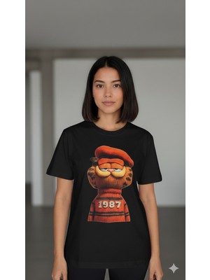 Elif Tarakçı Butik Garfield Figürlü Pamuklu Tişört