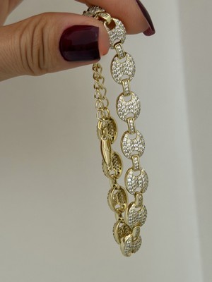 Xuping 14AYAR Altın Kaplama Taşlı Kadın Çelik Bileklik