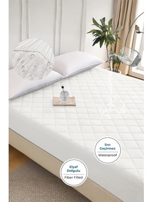Evien Home Sıvı Su Geçirmez Yatak Koruyucu Alez Full Kenar Lastikli Kapitone Yıkanabilir Beyaz