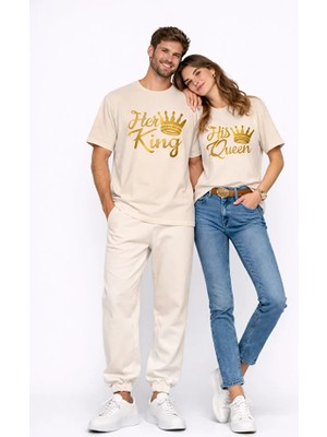 Nevermind King Queen Sevgili Kombini Oversize Çift Tişört Unisex Partner Kombin Uyumlu Çift Seti