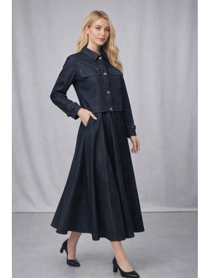 Hiramir Kadın Ince Denim Dokulu Ceketli Elbise Takım YZ2518