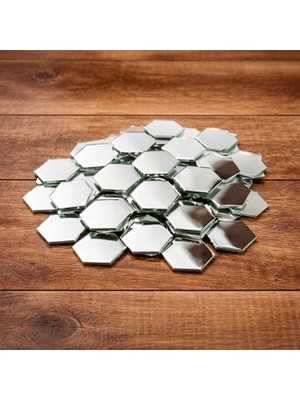 Aypars Atölye 25 Adet Altıgen Parça Ayna 5x5 cm & 10X10 cm | Dekoratif Mozaik Cam Hobi Aynası