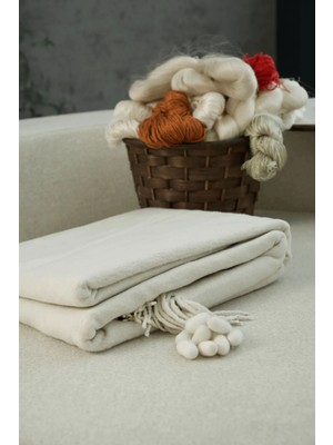 ICON SILK %100 Saf Ipek Koltuk Şalı (Fildişi)