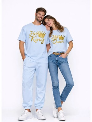 Nevermind King Queen Sevgili Kombini Oversize Çift Tişört Unisex Partner Kombin Uyumlu Çift Seti