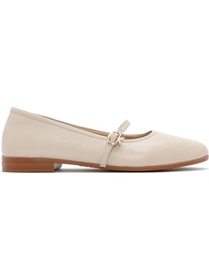 Derimod Kadın Bej Bantlı Deri Babet 26PFD350018