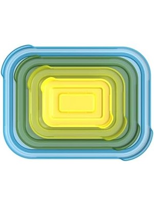 Skygo Nest Glass Storage - 4 Parçalı Cam Saklama Kabı Seti - Çok Renkli Kapaklar