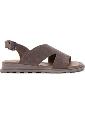 Derimod Kadın Vizon Süet Deri Sandalet 26SFD350410