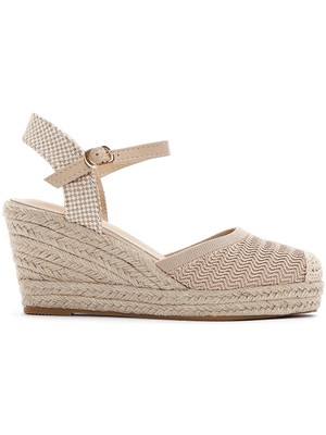 Derimod Kadın Bej Bilekten Bantlı Dolgu Topuklu Espadril 26PFE49336F