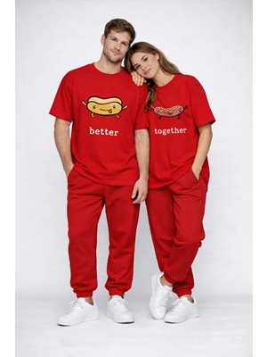 Nevermind Better Together Baskılı Sevgili Kombini Çift Tişört Oversize Unisex Çift Kombin