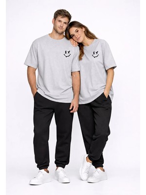 Nevermind Sevgili Kombini Çift Tişört Oversize Unisex Uyumlu Çift Kombin 2'li Set