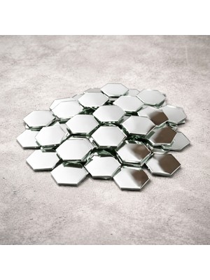 Aypars Atölye 75 Adet Altıgen Parça Ayna 5x5 cm & 10X10 cm | Dekoratif Mozaik Cam Hobi Aynası
