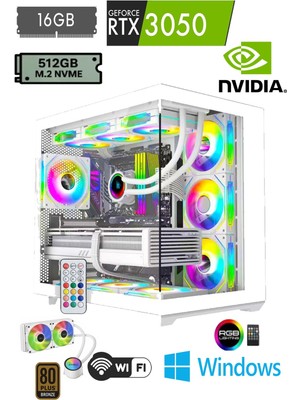 Apphirex Rebirth W85 Ryzen 5 5500 | 16GB Ram | 512GB M2 SSD | RTX3050 | Sıvı Soğutmalı Beyaz Masaüstü Oyuncu Bilgisayarı