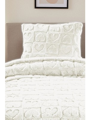 Noctiluca Amora Kalp Desen Wellsoft Tek Kişilik Battaniye 180X230 + Yastık Kılıfı Yumuşak Yatak Örtüsü