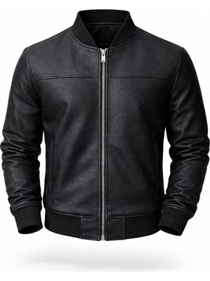 Baselco Premium Slim Fit Bomber Kolej Deri Ceket