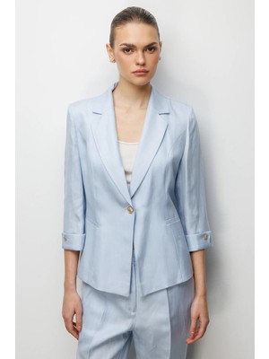 Ekol Kadın Fleto Cepli Duble Kol Ceket 1024 Mavi