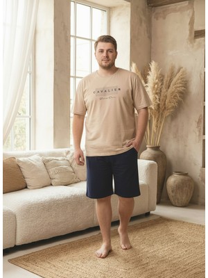 Seboteks %100 Pamuklu Kısa Kollu Cepli Büyük Beden Erkek Şortlu Pijama Takımı 2014