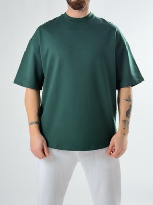 Cocopelli Erkek Haki Basic Oversize T-Shirt COC2915