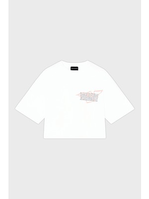 Emporio Armani Logolu % 100 Pamuk Cropped Fit Bisiklet Yaka T Shirt Bayan T Shirt EW004388 AF12597 U0002