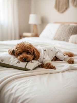 Kemique Teddy Chic Köpek Uyku Takımı | Pamuklu Penye Köpek Tulumu ve Mini Yastık | Küçük Irklar Için | Tüy Dökülmesini Azaltır