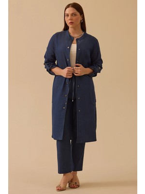 Galaxi Kadın Büyük Beden Cepli Uzun Jean Kap 4011 Indigo