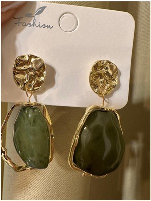 Küpe Gold Akrilik Taş