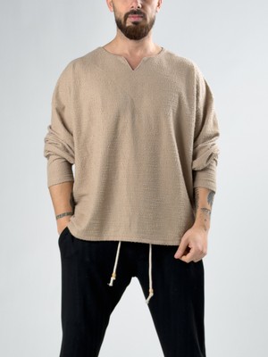 Cocopelli Flamlı Keten Erkek Kahve Sweat COC2929