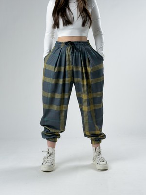 Cocopelli Yeşil Çizgili Kadın Jogger Pantolon COC2922