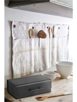 Feyza Design Dayanıklı Galvaniz Ekmeği Saklama Kutusu 12X36 cm Siyah