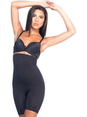 Liyuza Siyah Mı Emay 2077 Yüksek Bel Desenli Paçalı Korse