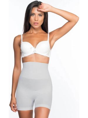 Liyuza Ekru Mı Emay 2075 Yüksek Bel Desenli Double Kısa Paça Korse