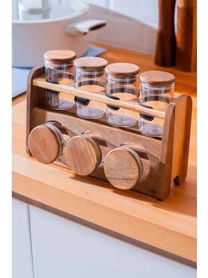 Feyza Design Şık 7'li Baharatlık Takımı, Standlı, Modern ve Kullanışlı Tasarım