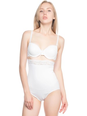 Liyuza Beyaz Mı Emay 2028 Dantelli Yüksek Bel Slip Korse