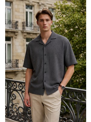 Damga Erkek Trend Relax Fit Siyah Keten Gömlek