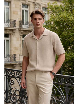 Damga Erkek Trend Relax Fit Krem Keten Gömlek