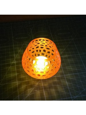 Tasarım Dekoratif 3D Pla Baskı Şeffaf Turuncu Tealight Mumluk