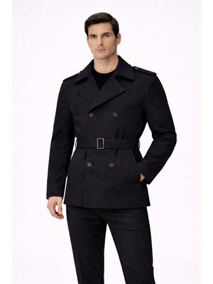 Baselco Su ve Rüzgar Geçirmez Midi Boy Kuşaklı Trençkot %100 Poliamid Erkek Slim Fit Tasarım