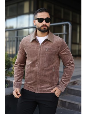 Baselco Vintage Kadife Deri Yaka Detaylı Ceket