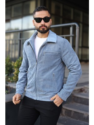 Baselco Vintage Kadife Deri Yaka Detaylı Ceket