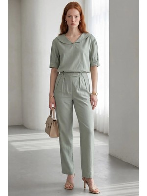 Hiccup Kadın My Fashıon Şal Yaka Düğmeli Iki Parçalı Takım Adaçayı Yeşili