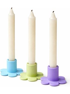 Bit Byte Brick Çiçek Desenli Mumluk & Şamdan - 3'lü Set