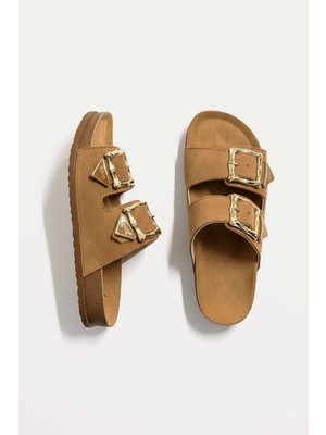 Mcdark 7071 Süet Mantar Ortopedik Iç Taban Tokalı Terlik