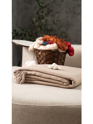 ICON SILK %100 Saf Ipek Koltuk Şalı (Şampanya)