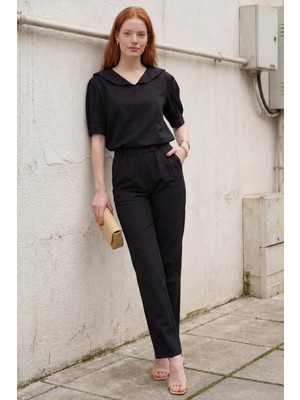 Hiccup Kadın My Fashıon Şal Yaka Düğmeli Iki Parçalı Takım Siyah