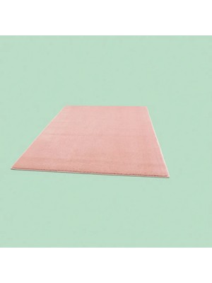 Balat Halı Raschel Carpet Yıkanabilir Pembe Kesme Yolluk Anti-Alerjik Kaymaz Taban Düz Tema