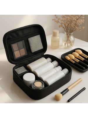 Özgürce Çok Bölmeli Seyahat Makyaj Çantası ve Organizer Seti