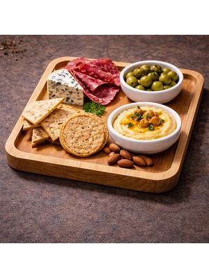 Debreli Ahşap - Masif Kayın Ağacından Kare Büyük Boy Sunumluk