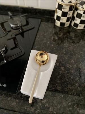 Feyza Design Beyaz Mermer Tezgah Üstü Kaşıklık, Kepçe ve Kaşık Standı