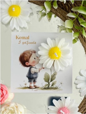 Bernami Pinterest 10 Adet Özel Tasarlanmış Kart ve Papatya Mum. Bebek Doğum, Babyshower, Doğum Günü, Hediyelik